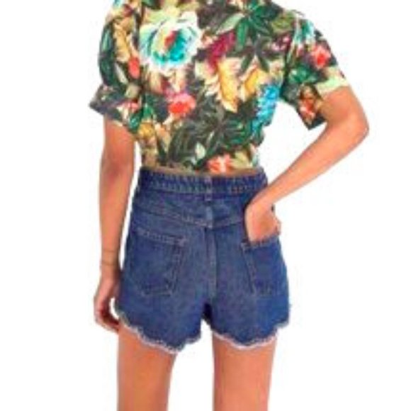 Farm Rio  Embroidered Pineapples Denim Shorts - Picture 2 of 11